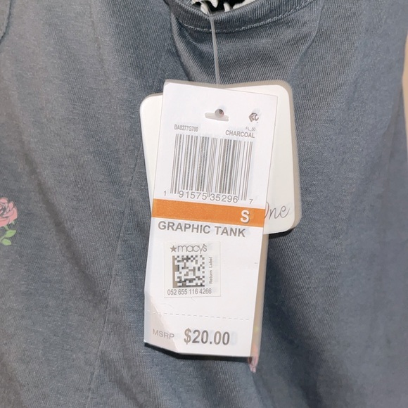 NWT Rebellious One rose print pocket tank charcoal grey size small - Picture 3 of 5